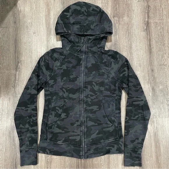 Lululemon Scuba Hoodie *Light Cotton Fleece Incognito Camo Multi Grey Size 6 - Picture 5 of 14